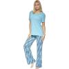Felina | Lounge Set | Super Soft Knit Jersey Crew Neck Drawstring Pant w/Pockets (Blue, Small)