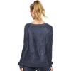 Felina | Luna Brushed Terry Crew Neck | Pull Over Top (Heather Navy, Large)