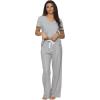 Felina – Mirielle V-Neck Pajama Set – Soft Cotton, Relaxed Fit, All-Season Comfort(Steel Mist)