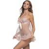 Felina – Veil Tulle Ruffle Babydoll & Mesh G-String Lingerie Set(Lotus)