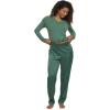 Felina Elysees Long Sleeve Knot Top with Satin Tapered Pant Set Pajama Set(Dark Forest)