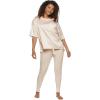 Felina Elysees Rich Satin Tee and Knit Jogger Set Pajama Set(Champagne)