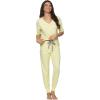 Felina Jessie Jersey Knit Lounge Set Henley & Jogger Lounge Set(Lemon Meringue)
