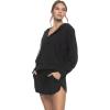 Felina Kimora V-Neck Hoodie Sweatshirt & Shorts Set(Black)