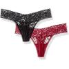 Felina Lace Thong 2 Pack Underwear(Black/Red)