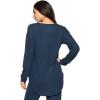 Felina Lounge Victoria Long Sleeve Crew Neck Top Sleepwear(Navy)