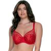 Felina Paramour Lotus Embroidered Unlined Bra | Ultra-Light(Tango Red Lurex)