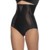 Felina Uplifted Satin & Mesh Body-Mapped High-Waist Shaper Brief(Black)