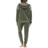 Felina Women’s 2 Piece Velour Track Suit, Hoodie and Jogger Lounge Set(Deep Olive (Green))