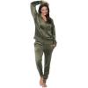 Felina Women’s 2 Piece Velour Track Suit, Hoodie and Jogger Lounge Set(Deep Olive (Green))