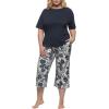 Felina Women’s 4 Piece 100% Cotton Sleep Pajama Set, Tee, Tank, Short, and Capri Pant(Blue)