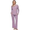 Felina – Jolie 2-Piece Henley Lounge Set – Relaxed Fit Knit Top & Pants with Pockets Loungewear(Orchid Mist)