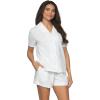 Felina – Mirielle Collar Pajama & Short Set – 100% Cotton Comfort, Lightweight Lounge & Sleepwear(Cloudy Slate)