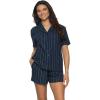 Felina – Mirielle Collar Pajama & Short Set – 100% Cotton Comfort, Lightweight Lounge & Sleepwear(Navy Whisper)