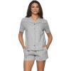 Felina – Mirielle Collar Pajama & Short Set – 100% Cotton Comfort, Lightweight Lounge & Sleepwear(Steel Mist)