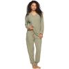 Felina – Serena V-Neck Top & Jogger Lounge Set | 2-Piece Ultra-Soft Knit Top & Pants Loungewear(Forest Fog)