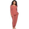 Felina – Serena V-Neck Top & Jogger Lounge Set | 2-Piece Ultra-Soft Knit Top & Pants Loungewear(Marsala)