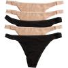 Felina | So Smooth Modal Low Rise Thong | Panties | 5 Pack(Black Fawn)