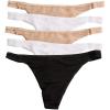 Felina | So Smooth Modal Low Rise Thong | Panties | 5 Pack(Black Fawn White)