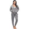 Felina – Womens Velour Zip Hoodie and Jogger Set Soft 2-Piece Tracksuit Lounge Set(Quiet Shade)