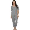 Felina Jessie Jersey Knit Lounge Set Henley & Jogger Lounge Set(Heather Silver)