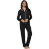 Felina Jessie Long Sleeve Pajama Set 2 Piece Knit Pajama Set(Black)