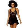 Felina Jezebel Renee Lace & Mesh Babydoll | Lingerie(Black)