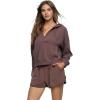 Felina Kimora V-Neck Hoodie Sweatshirt & Shorts Set(Deep Taupe)