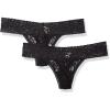 Felina Lace Thong 2 Pack Underwear(Black/Black)