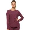 Felina Lounge Victoria Long Sleeve Crew Neck Top Sleepwear(Red Gray)