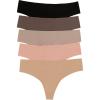 Felina No Show Elastic Free Thong 5-Pack(Cafe Neutrals)