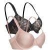 Felina Paramour Jessamine Side Smoothing Contour Bra(Black Rose Tan 2-pack)