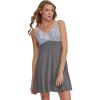 Felina Silky Soft Chemise w/Lace by Unique Moments(Medium Heather Grey)
