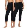 Felina Super Soft Sueded Womens Capri Leggings – Squat Proof & Breathable, Tummy Control Yoga Pants(Black- 2 Pack)