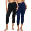 Felina Super Soft Sueded Womens Capri Leggings – Squat Proof & Breathable, Tummy Control Yoga Pants(Midnight Navy)