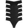 Felina Super Stretchy Lace Top Low Rise Thong | 5-Pack(Black)