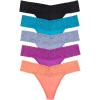 Felina Super Stretchy Lace Top Low Rise Thong | 5-Pack(Brilliant Gems)