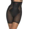 Felina Uplifted Satin & Mesh Body-Mapped High-Waist Shaper Short(Black)