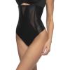 Felina Uplifted Satin & Mesh Body-Mapped High-Waist Shaper Thong(Black)