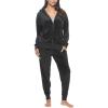 Felina Women’s 2 Piece Velour Track Suit, Hoodie and Jogger Lounge Set(Black)