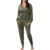 Felina Women’s 2 Piece Velour Track Suit, Hoodie and Jogger Lounge Set(Deep Olive (Green))