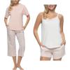 Felina Women’s 4 Piece 100% Cotton Sleep Pajama Set, Tee, Tank, Short, and Capri Pant(Pink)
