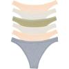 Felina Women’s Organic Cotton Thong Underwear, 6-Pack(Grassy Meadow)