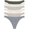 Felina Women’s Organic Cotton Thong Underwear, 6-Pack(Misty Mountain)