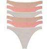 Felina Women’s Organic Cotton Thong Underwear, 6-Pack(Rose Garden)