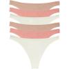 Felina Women’s Organic Cotton Thong Underwear, 6-Pack(Rose Neutral)