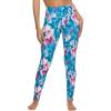 Felina Women’s Sueded Athletic Leggings, Slimming Waistband(Watercolor Flower)