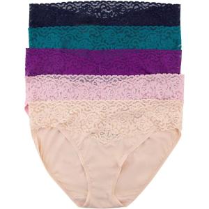 Felina Stretchy Lace Trimmed Bikini Underwear – Sexy Underwear for Women, Bikini Panties, Seamless Panties (5-Pack)(Assorted Color)
