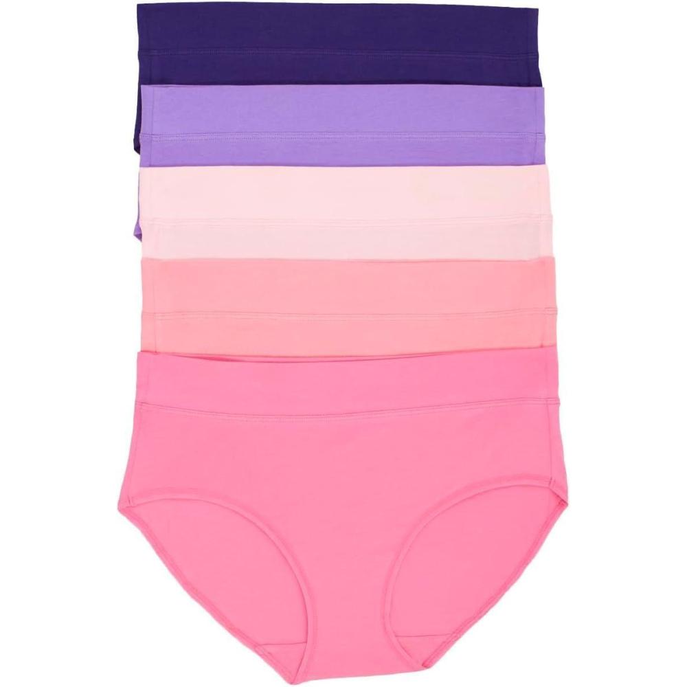 imageFelina Womens 5 Pack Pima Cotton Wide Waistband HipsterViolet IndigoFairywrenGlory PinkMorning GloryPink Carnation