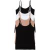 Felina Women’s 4 Pack Cotton Stretch Camisole with Adjustable Straps(Black/Black/White/Warm Taupe(nude))